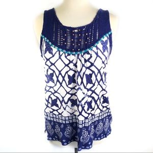 Anthropologie | Meadow Rue Blue and White Tank Top